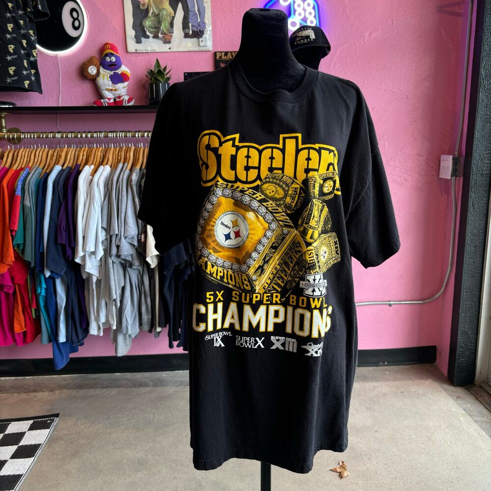 Vintage Pittsburg Steelers Super Bowl Champions Black Tee Size M